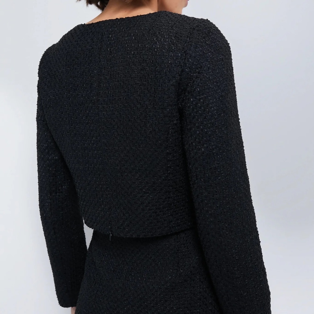 NWT Hyacinth House Dinah Black Tweed Cropped Top - Picture 4 of 7